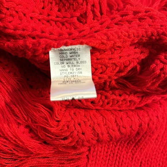Hera collection red distressed acrylic crochet sleeveless sweater NWT M/L - Picture 9 of 9